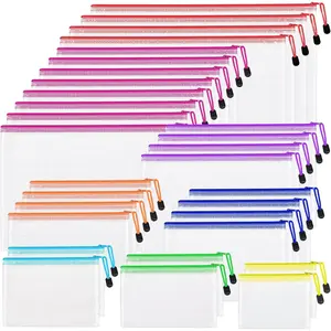 30pcs Mesh Zipper Pouch Bags, 8 Sizes Plastic Zippered Storage Bags for Organizing, Clear Pouches with Zipper, Waterproof Mesh Pouch for Office School Supplies, Home Organize, Travel Storage