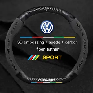 Car Anti-Slip Suede Steering Wheel Cover For Volkswagen Passat Golf GTI Beetle Tiguan Touareg Polo T-ROC ID.3 ID.4 Jetta T-Cross