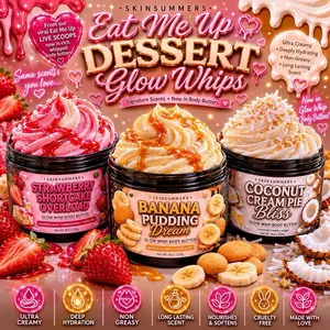 SkinSummers Dessert Glow Whip Body Butter | Strawberry, Banana & Coconut Gourmand Collection