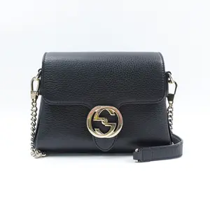 Pre-owned GUCCI Leather Shoulder Bags Interlocking Black Shoulder Bag T10402831