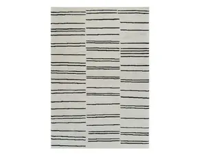 212 MAIN 5x8 ft. Machine-Woven Modern Abstract Lines Rectangle Area Rug, Cream & Black, Indoor Use, Stain-Proof, Worn-Faded Resistant, Ideal for Living Rooms