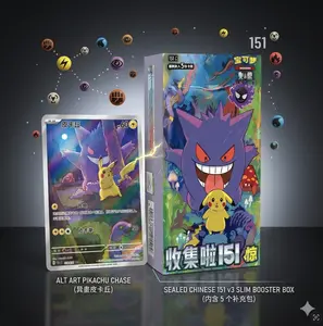 Pokemon 2025 TCG Chinese Collect 151C Sealed Surprise Slim Booster Box, Featuring Gengar & Pikachu Design