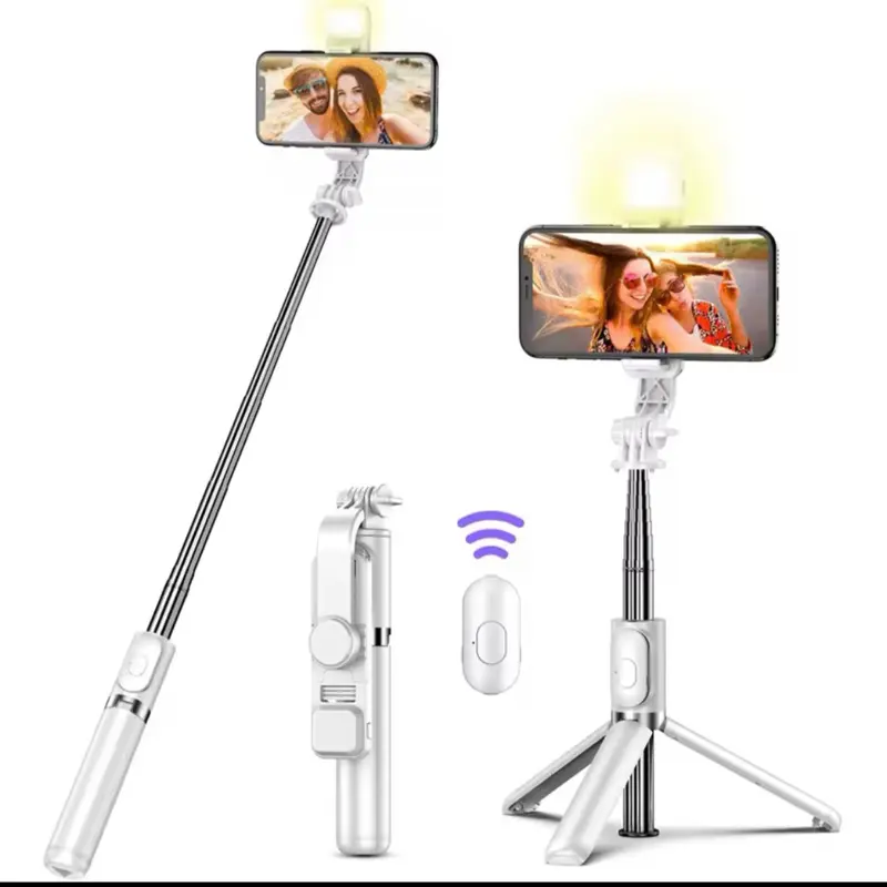 Wireless Bluetooth Selfie Stick Foldable Portable Tripod with Fill Light Shutter Remote Control for Android iPhone Smartphone