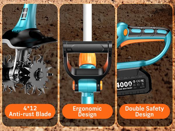 SEESII Electric Tiller for Gardening, 360 RPM Rototiller Cordless Cultivator, Total 8000mAh Battery Powered Garden Tiller 4 Pcs Blades for Smooth Tilling, Handheld Tiller for Raised Garden Beds Outdoorfun#SummerVibes SEESII Electric Tiller for Gardening, 360 RPM Rototiller Cordless Cultivator, Total 8000mAh Battery Powered Garden Tiller 4 Pcs Blades for Smooth Tilling, Handheld Tiller for Raised Garden Beds Outdoorfun#SummerVibes