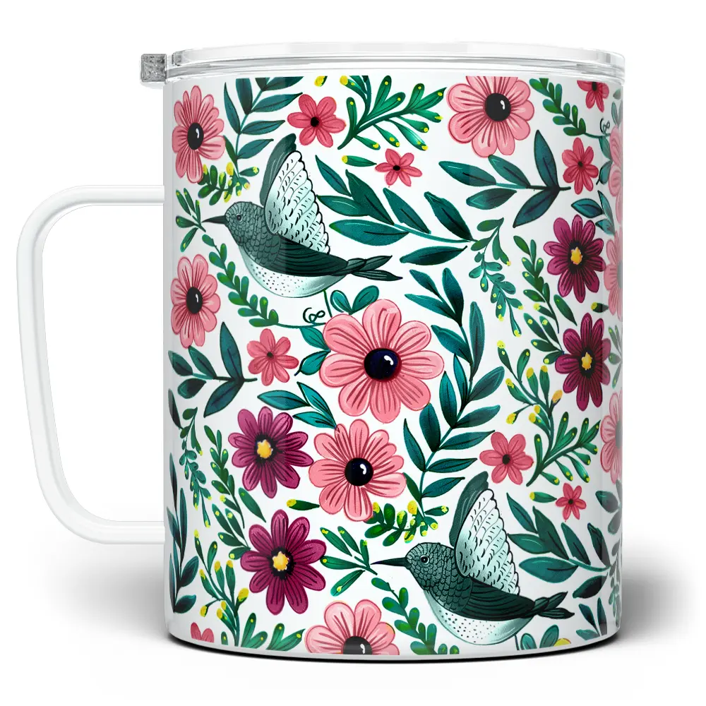 LOFTIPOP Floral Hummingbird Coffee Mug, Spring Nature Flowers Cup, Designed and Printed in the USA by Loftipop