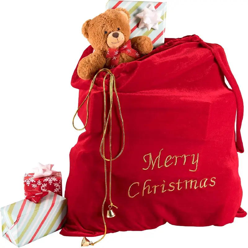 Santa Claus Christmas Sack Bag – Drawstring Gift Bag, Kids Stocking Stuffer, Holiday Present Bag, Costume Sack for Gifts, 29 x 35 Inch