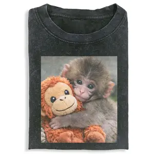 PUNCH MONKEY T-shirt, Unisex Vintage Crew Neck Regular Fit Cotton Fabric Casual Comfort Breathable Short Sleeve Funny T-shirts Fashion Men&Women's Top for Streetwear 022809
