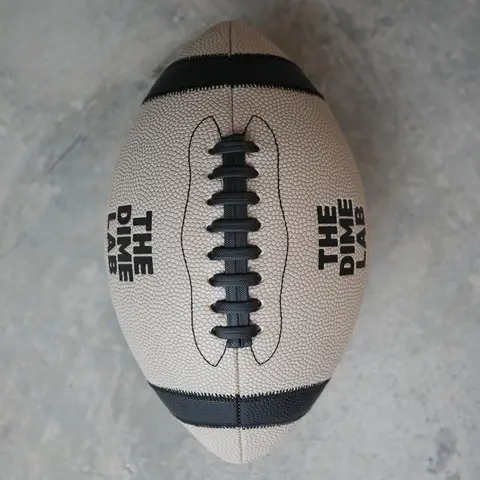 THE DIME LAB Khaki Unisex American Football with Dimetack Technology - No Prep, Raised Textured Laces, Instant Grip, QB-Designed Control, Stitched Stripes, Resilient, Size 6 Junior/Size 7 Intermediate, Running Drills & League Games Ready