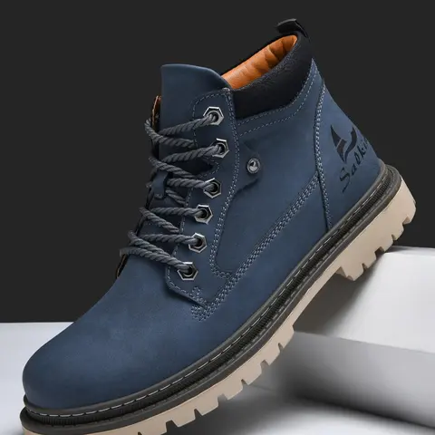 Men's Fashionable Solid Color Lace Up Work Ankle Boots, Nonslip Work Shoes, Versatile Work Shoes, Casual Comfortable Non-slip Boots for Outdoor, Male All-match Round Toe Shoes for Daily Wear, Workboots Footwear