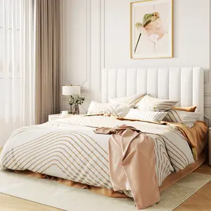 HOOMIC Velvet Upholstered Platform Bed Frame【Frame Only No Mattress】with Vertical Channel Tufted Headboard, Strong Slats Support, No Box Spring Needed, Full/Queen/King Size