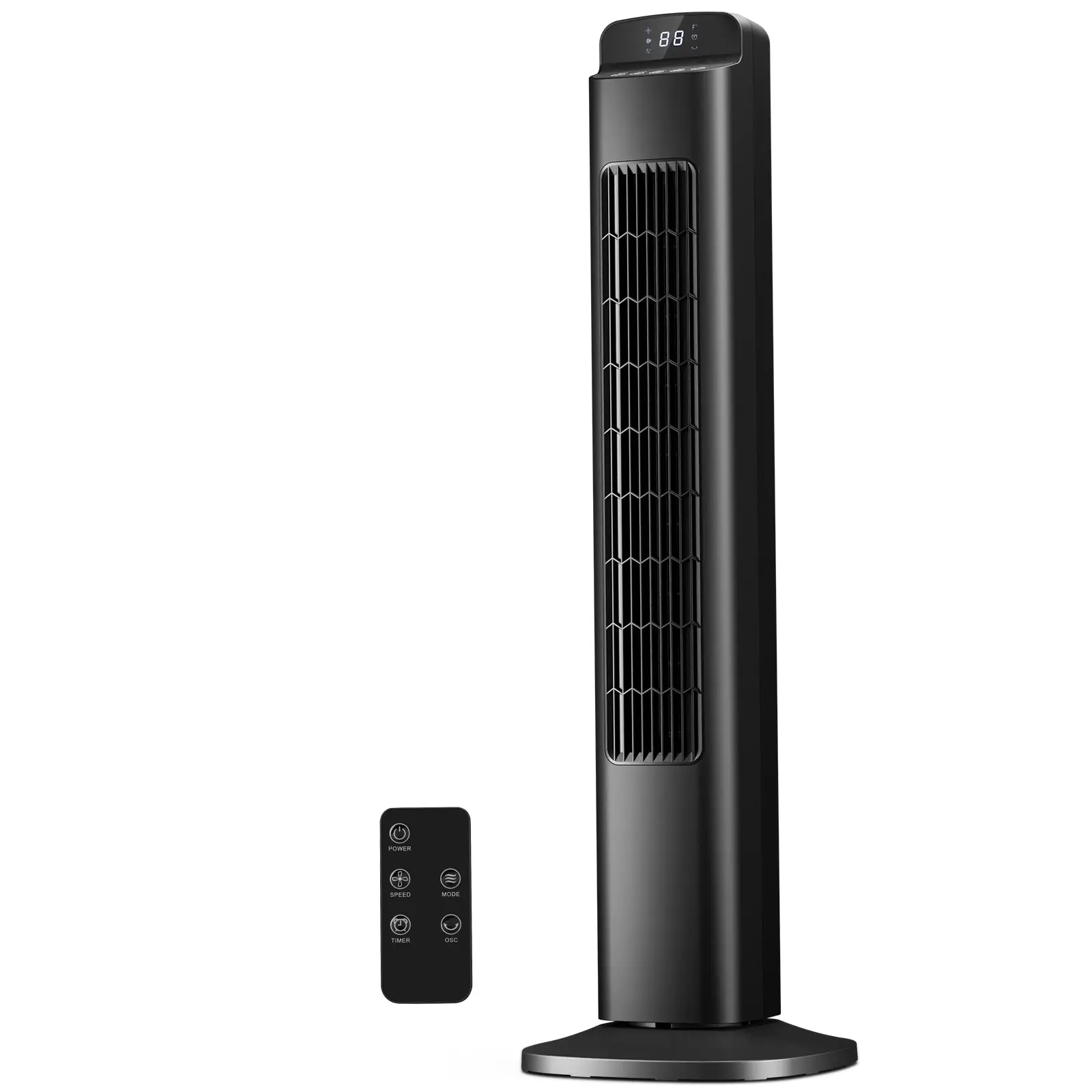 【NOT AC】Antarctic Star Portable Tower Fan - 80° Oscillating Bladeless Fan with Remote Control, 5 Speed Settings & 3 Modes, Room Temperature Display, L