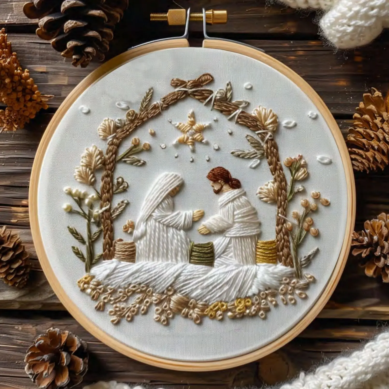 Beginner Embroidery Kit, Elegant Cross Stitch Set, Embroidery Design Set for DIY Enthusiasts, Includes Printed Cotton Fabric, Threads, Needles, Pattern Guide, Needle Crafts Kit, Embroidery Kit for Beginners