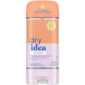 Dry Idea Gel Deodorant & Antiperspirant for Women - Hypoallergenic for Sensitive Skin, 2X Longer Sweat Protection, 72Hr Odor Control, Unscented, Womens Deodorant, 3 oz