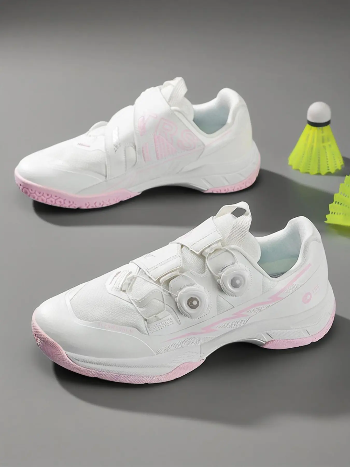 Unisex Lightweight Breathable Badminton Shoes, Adjustable Knob Design, Anti-Slip Durable, Indoor Outdoor Training, High-Performance Sports Shoes