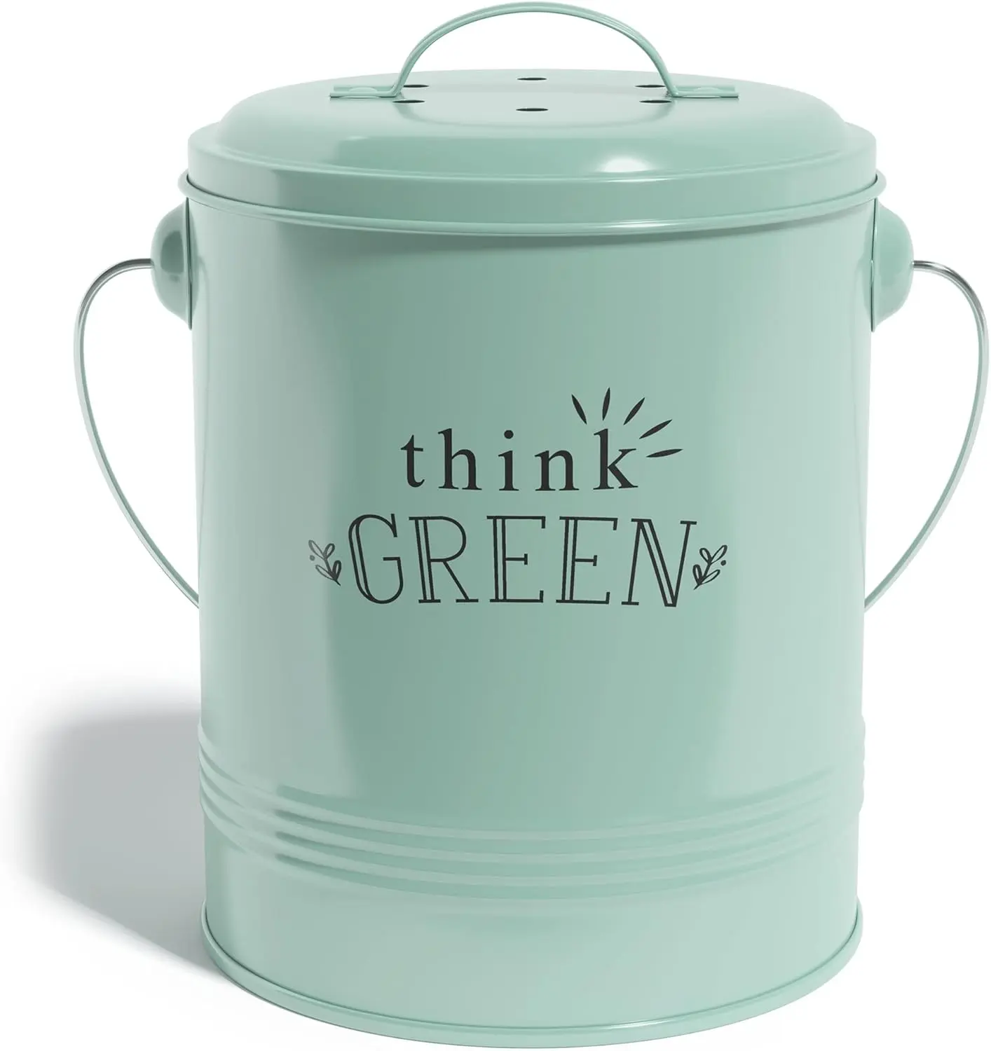 Compost Bin for Kitchen Counter - 1.2 Gallon Countertop Composter with Extra Smell-Absorbing Filters and Inner Bucket for Easy Cleaning -   Bin for Kitchen with Lid (Mint)