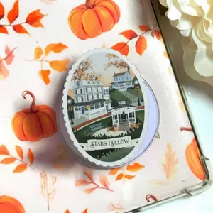 Cozy Small Town Autumn Phone Grip, Cute Town Square Gazebo Pop Socket, Bookish Fall Aesthetic Phone Stand Gift