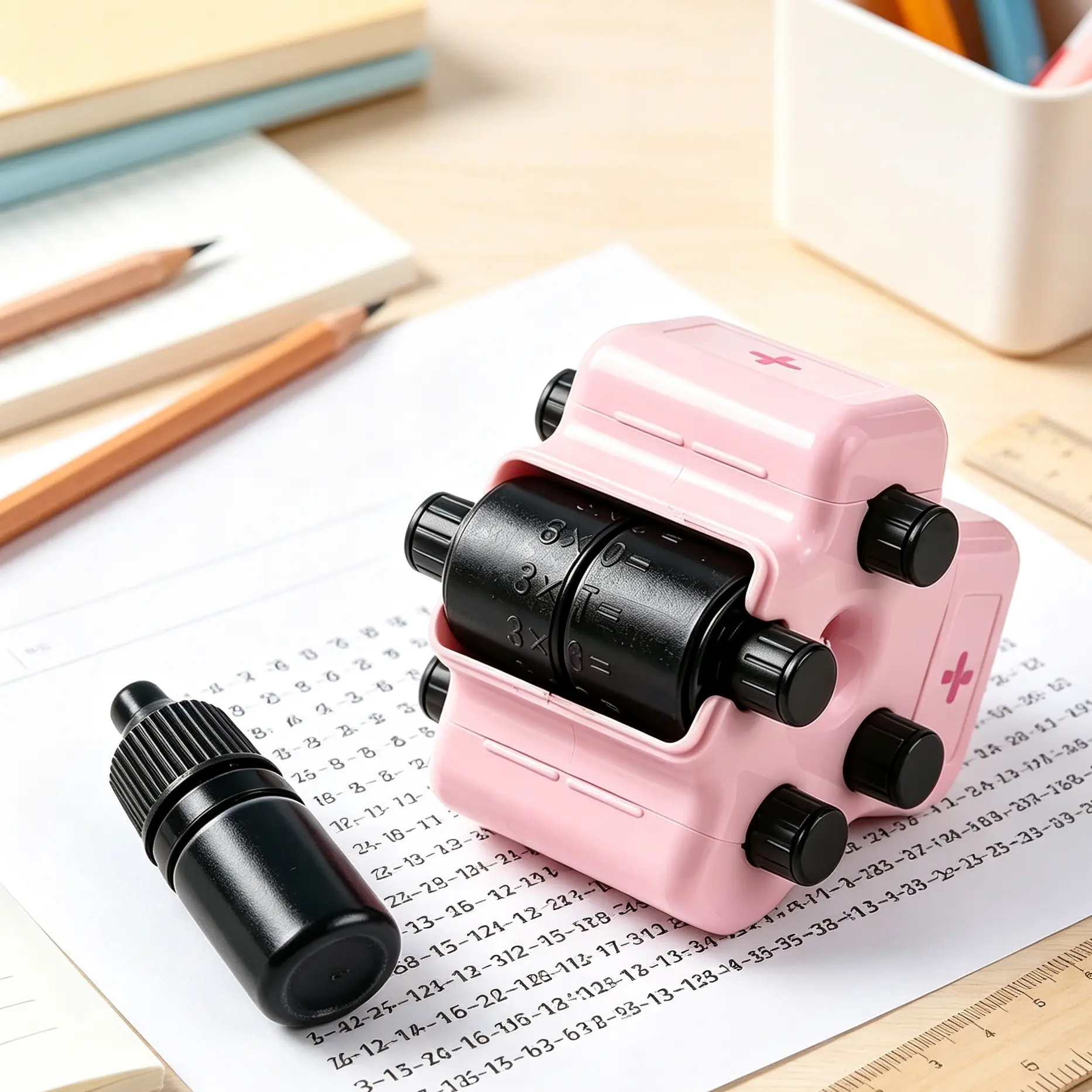 Reusable 4-in-1 Math Roller Stamp For Kids, Portable Arithmetic Worksheet Maker, Fun Educational Supply For Home Parent-Child Math Practice