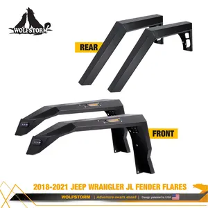 WOLFSTORM Fender Flares Fit for 2018-2025 Jeep Wrangler JL and Gladiator JT with LED Lights