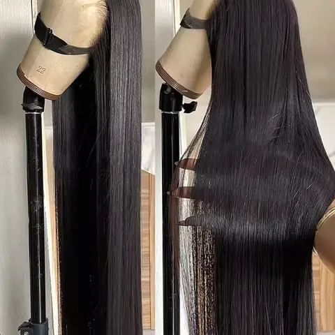 BLING HAIR Female Glueless HD Closure Wigs Human Hair - Brazilian Straight 180% Density HD Transparent 13x4/13x6/360 Lace Frontal, 12-36in (30in Available), Natural Black 1B, Heat Resistant, Durable Fashion Accessory