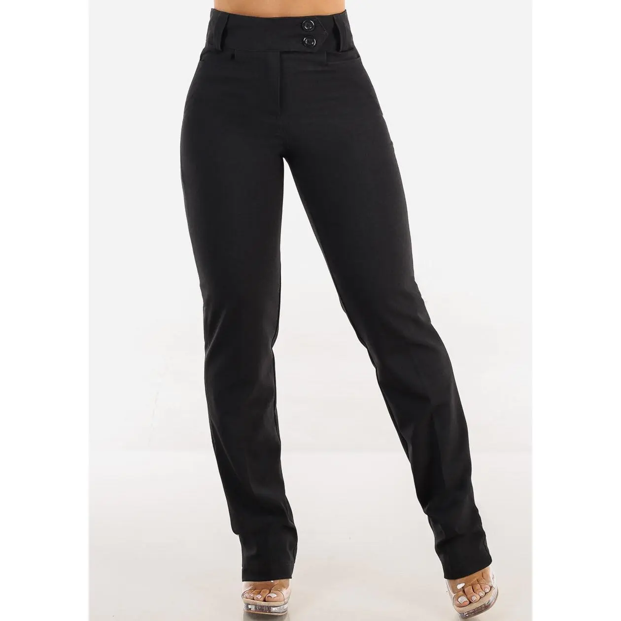 Super High Waist Dressy Bootcut Pants Charcoal