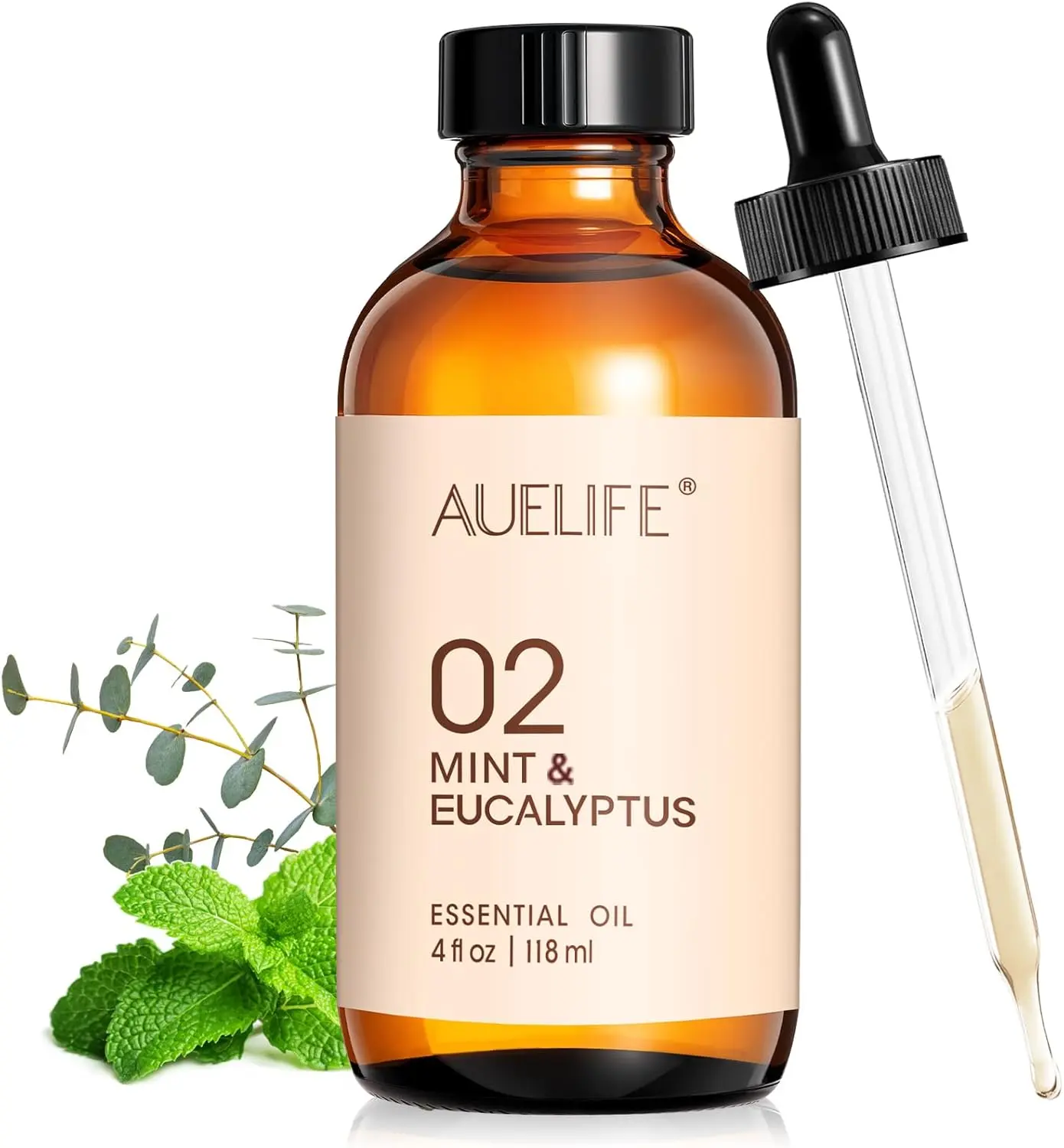 AUELIFE Scented Mint & Eucalyptus Essential Oil (4 Fl Oz Bottle) - Diffusers, Home Fragrances, Candle & Soap Making, Aromatherapy, Ideal Gift for Women & Men