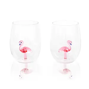 3D Flamingo Stemless Wine Glasses