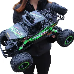 Rechargeable 4WD RC Model Car Toy - Wireless High-Speed Large Off-Roader, Black Plastic Rechargeable Race Car, Electric Remote Control Truck