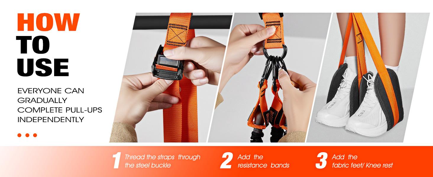 Pull Up Assistance Bands, Adjustable Heavy Duty Resistance Band for Pull Up Bar, Pull Up Assist Bands with Feet Rest for Strength Training, Home Fitness Workout Equipment, Height Adjustable