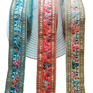 Long Multicolor Ethnic Sequin Lace Trim, Suitable for Traditional Clothing, Collars, Hemlines, Bags, Hats, DIY Crafts, Sewing Decoration