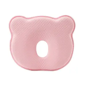 Memory Foam Baby Pillow for Newborns, Soft Breathable Infant Head Shaping Pillow, Cute Bear Design, Prevent Flat Head Support Cushion for Boys & Girls