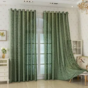 1pc Forest Green Sakura Embroidery Sheer Curtains Grommet Top, Semi-Sheer Drapes for Cozy Bedroom, Yoga Space & Sunroom Decor, Window Curtain