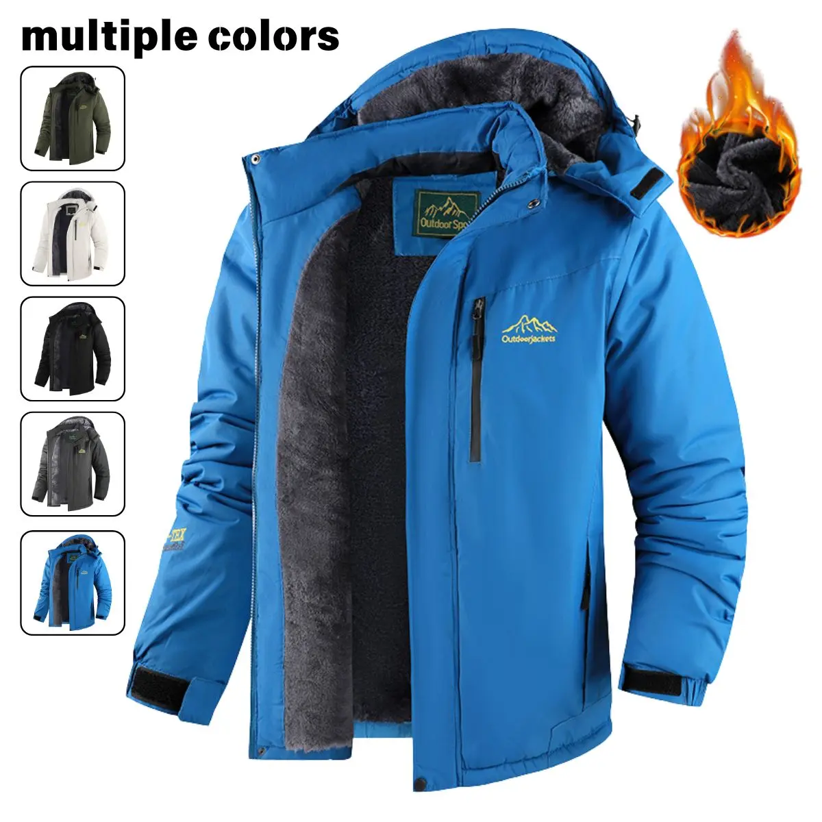 Winter outdoor plush thick men's warm fishing, hiking and cycling jacket, men's outdoor assault suit, winter thick plush jacket for men