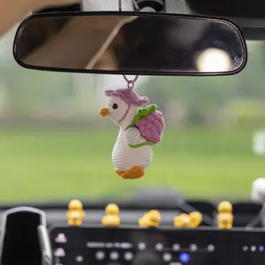 SatchelBerry Gus: Hand-Crocheted Goose with Strawberry Satchel – DIY Desk Decor, Bag Keychain & Car Accesory