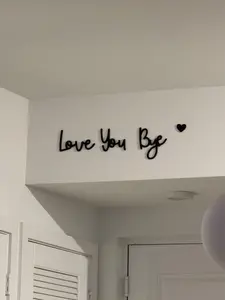 Wooden Wall Art Love You Bye Letter Pattern Wall Hanging Decor Inspirational for Home Prayer Room Farmhouse Ornaments Art Decoration Hangable
