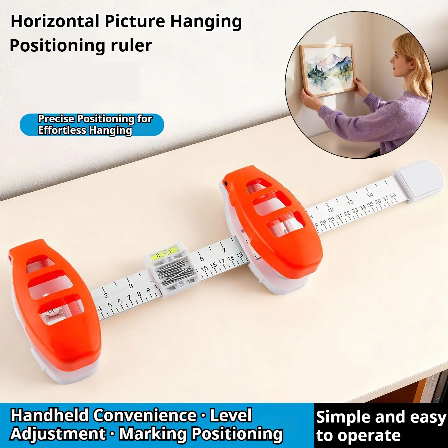 Picture Hanging Tool with Level- HangFrames Perfectly Every Time!Easy AlignmentHanging Tool with Built-In Level for HomeDecor Installation