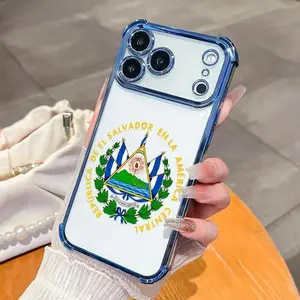 El Salvador Emblem Case - Patriotic National Flag Culture Pattern Transparent Clear Lens Protection Durable Soft Silicone for iPhone 17 16 15 14 13 12 phone case - Perfect Latino Pride Gift
