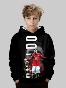 Boys' C Ronaldo Siuus Graphic Team Athletic Hoodie, Football Fan Favorite, Casual Wear, Birthday Gift, Outdoor Sports Clothing