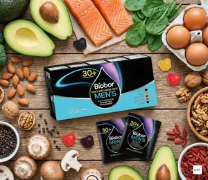 Biobor Men‘s 30+ Vitapak  | 5-in-1 Daily Support for Stress& Bone Health，Men's Health，Proven Ingredients | Complete Wellness Gummy Pack,All-Gummy Formula with Multivitamins | 30 Day Supply