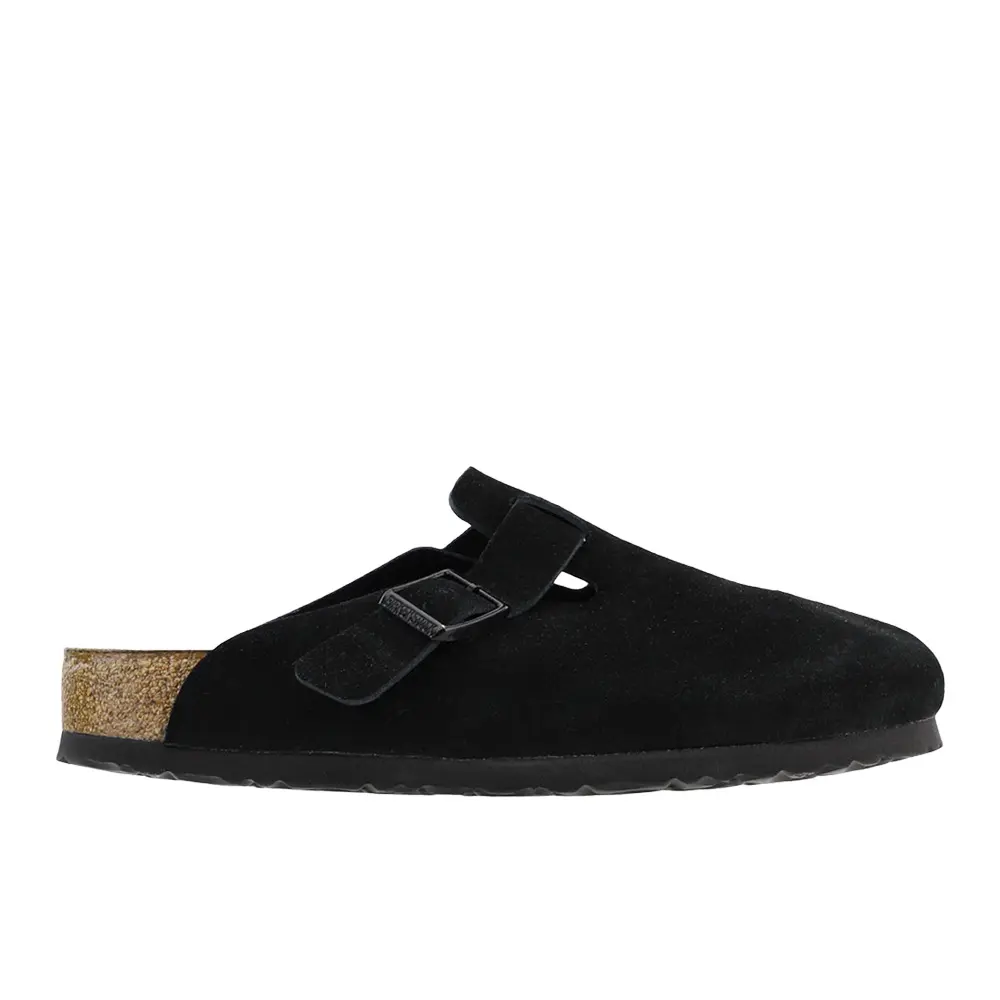 BIRKENSTOCK Mens Boston Soft Footbed Suede Leather Clogs Casual - Black BIRKENSTOCK Mens Boston Soft Footbed Suede Leather Clogs Casual - Black
