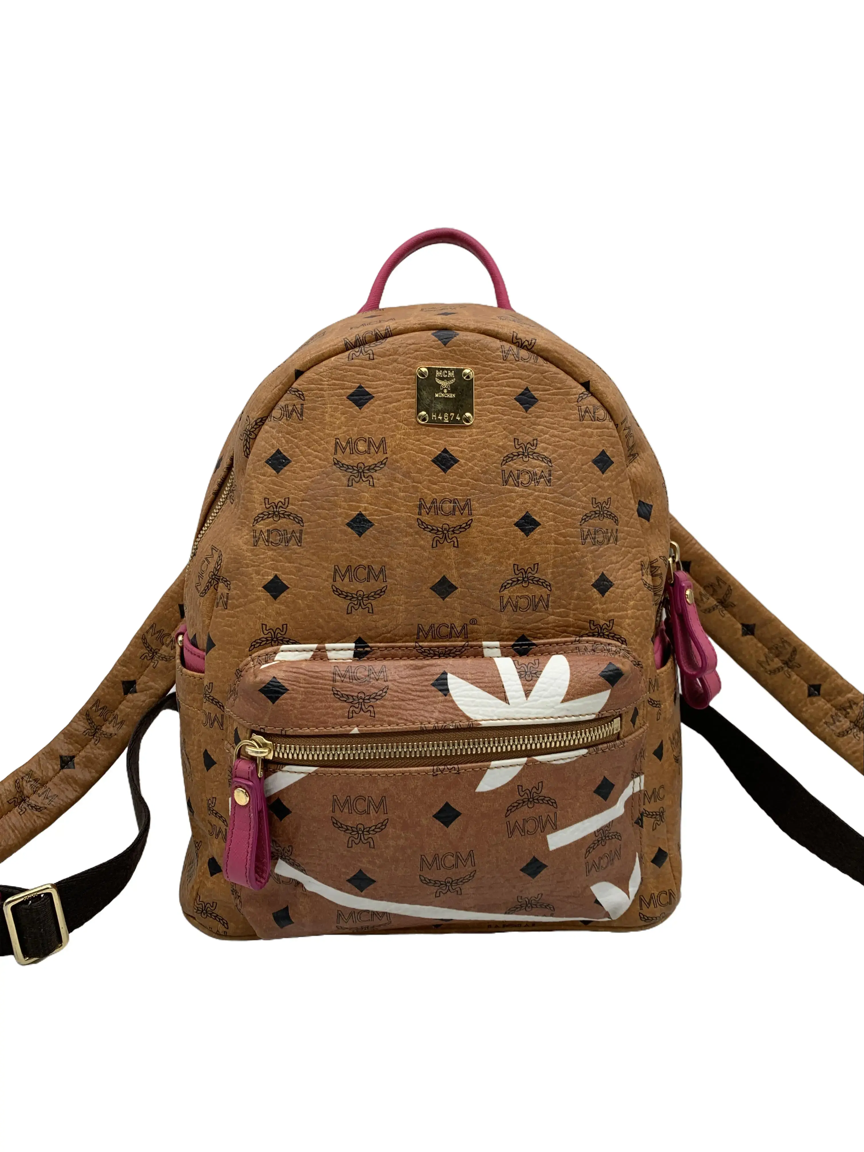 Pre-owned MCM Visetos Small Monogram Backpack/WJ06324008/4008