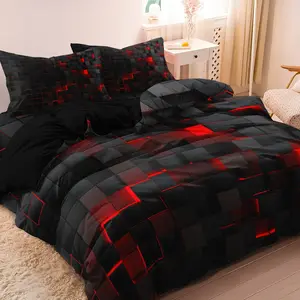 Geometric Print Decorative Duvet Cover Set, 3 Counts/set Including 1 Duvet Cover & 2 Pillowcases without Filler, Soft Comfortable Bedding Set for Home Bedroom Hotel, Bed Sets