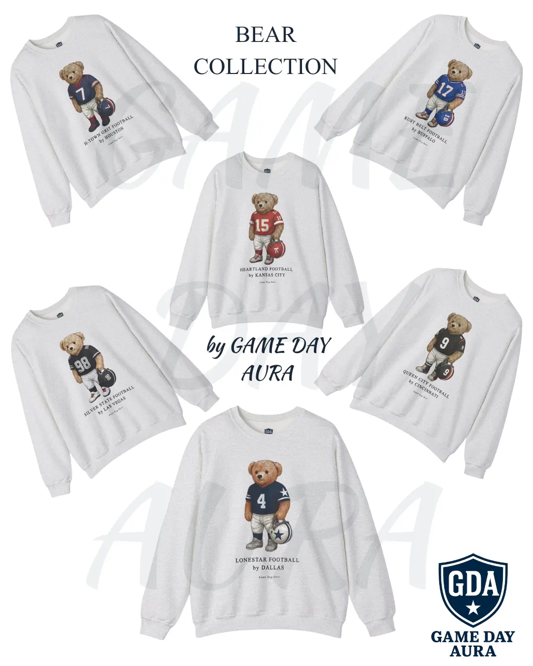 Game Day Football Bear Sweatshirt, Cozy Unisex Crewneck for Sport Lovers, Gift for Football Fans, Casual Wear, Game Day Apparel
