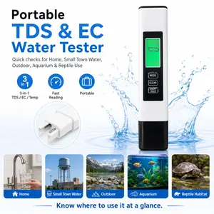 3-in-1 TDS  Water Tester | PPM, EC, Temp Digital Water Quality Tester with Color Display for Drinking, Aquarium & Reptiles, Hydroponics Temperature