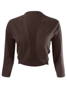 Allsense Women's Cropped Bolero Shrug Cardigan with 3/4 Sleeve V-Neck Design Lightweight Knitwear for Spring & Summer Casual Dresswear