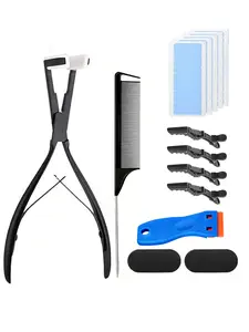 14 piece hair extension tool set, including tape type hair extension sealing pliers, adhesive remover shovel, crocodile clip, pointed tail comb, double-sided replacement Hair Extensions Tape