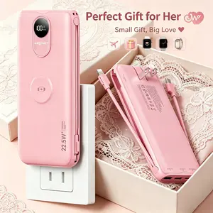 citicr Portable Charger (Mother's Day) Gift with Built-in Cables & Wall Plug, 10000mAh Portable Power Bank, The Best Gift External Battery Pack Travel Essentials Compatible  iWatch Wireless Charger with iPhone Android etc,Gift for Mom, Wife, Best Friend