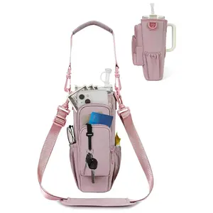Water Bottle Carrier Bag for Stanley 40oz Tumbler Insulated Crossbody Holder with Phone Pocket Straw Cover & Adjustable Strap for Hiking Travel & Outdoor TikTokShopBlackFriday Drinkware