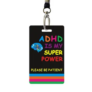 ADHD Card with Lanyard, ADHD Patient Travel ID Card, Waterproof Card for ADHD Patient, Cosplay Costume Accessories, Personalized Lanyard Badge