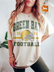 [Sale Up To 50%] Vintage 90s Style Green Bay Football Sweatshirt, Game Day Shirt, Green Bay Team Football Shirt, Sunday Green Bay, Green Bay Football, Trending USA Cotton Fabric