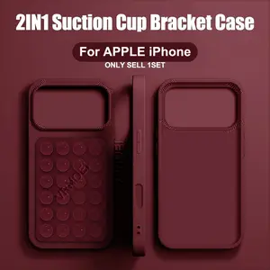 Upgrade 2IN1 Suction Cup Bracket Phone Case compatible with iPhone 16 15 11 12 13 14 17 Pro Max Plus 17 AIR Smartphone Cases Shockproof Protection Back Cover Accessories Protective